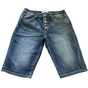 Kancan Womens Button-Fly Denim Bermuda Shorts Size 15/31 Blue